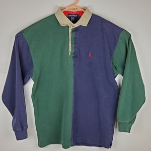 Nautica Vintage Mens Green/Blue Colorblock Shirt